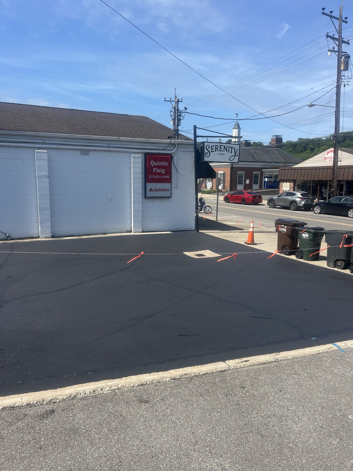 Fresh asphalt surface at a commercial property