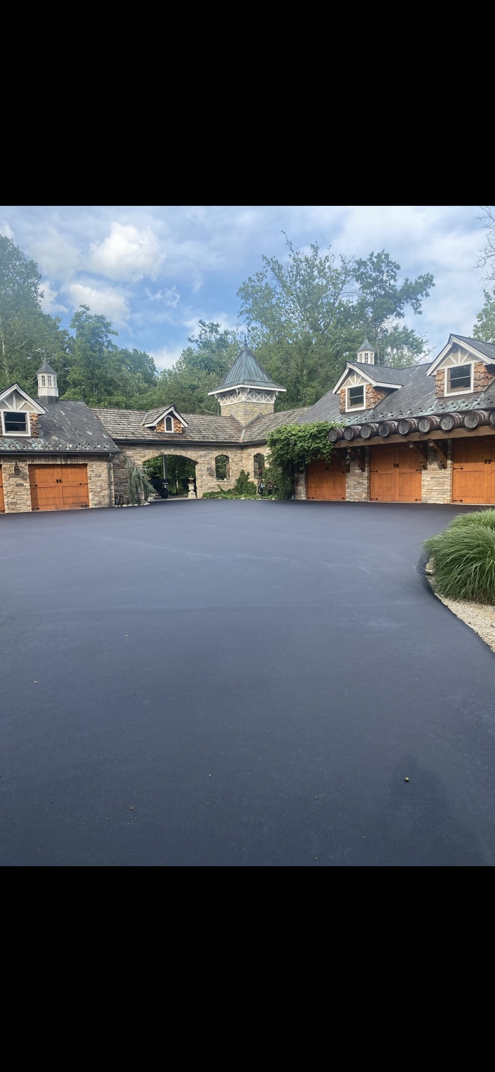 Freshly sealed estate driveway